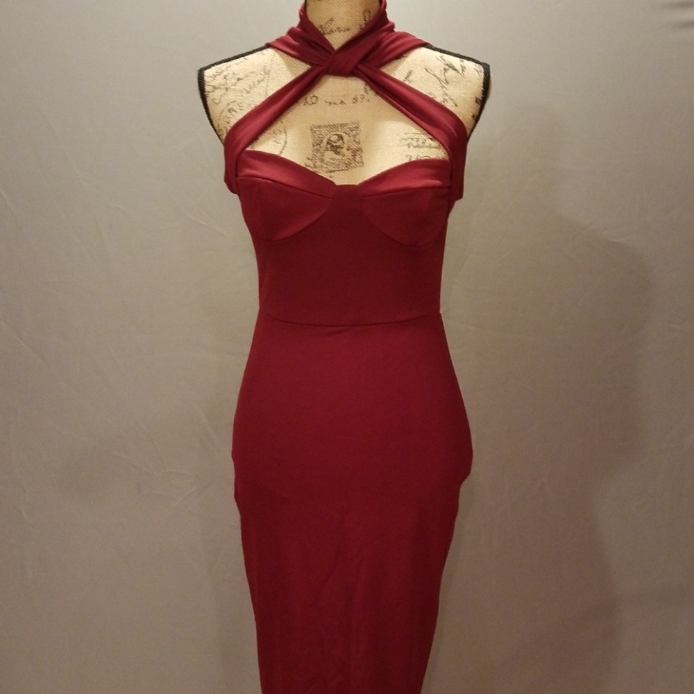 NWT Wine Colored Midi Dress from Boohoo